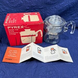 VNTG Pyrex Range-top 6 Cup Percolator 7756 Glass Coffee Maker Complete With Box